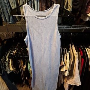 Sleeveless Light Blue Ribbed Dress